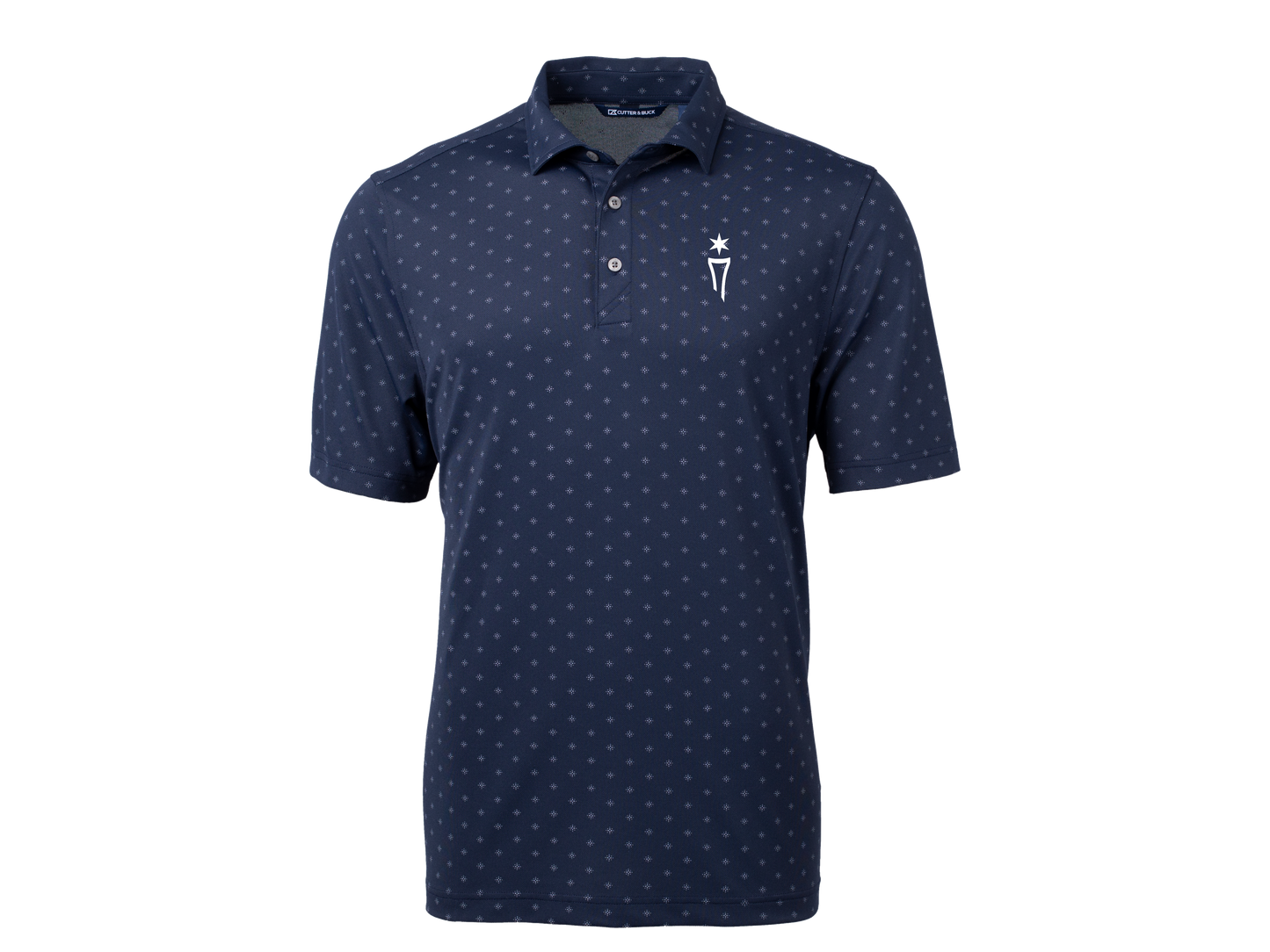 Virtue Recycled Tile Print Featherlight Pique Mens Polo