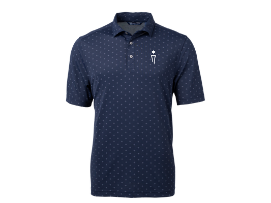 Virtue Recycled Tile Print Featherlight Pique Mens Polo